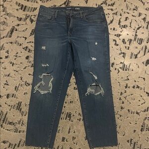 Old Navy Distressed Dark Blue Women's Ankle Jeans